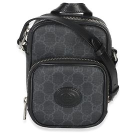 Borsa a tracolla Gucci Black GG Supreme Mini Interlocking G Nero