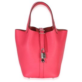 Hermès Rose Extreme Clemence Picotin Lock 18 PHW Rose