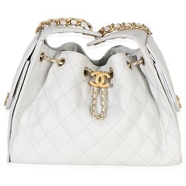 Chanel Small Chanel 25 Hobo aus gestepptem Caviar-Leder in Hellgrau Braun