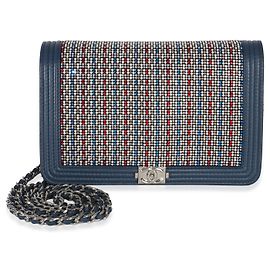 Chanel Paris Cuba Blue Multicolor Lambskin Strass Boy Wallet On Chain Bleu