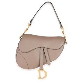 Bolsa Saddle Média em pele de bezerro grão Taupe Christian Dior Marrom