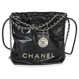Chanel 22 Mini Hobo in vitello matelassé nero Nero
