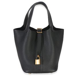 Hermès Black Clemence Picotin Lock 18 PHW Schwarz