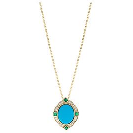 Autre Marque Pingente em ouro amarelo, turquesa e diamantes Outro