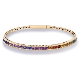Autre Marque Bracciale rigido flessibile in oro giallo con zaffiri arcobaleno Altro