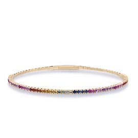 Autre Marque Bracelet jonc flexible en or jaune avec saphirs arc-en-ciel Autre