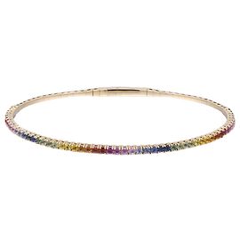 Autre Marque Bracelet jonc flexible en or jaune avec saphirs arc-en-ciel Autre