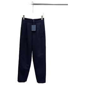 Pantaloni Louis Vuitton Navy in Lana a Vita Alta Monogram Multicolore