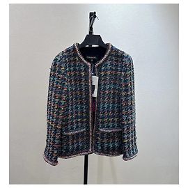 Giacca Chanel 20A in Tweed Multicolore Pied-de-poule Multicolore