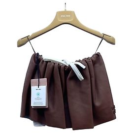 Falda Miu Miu de cuero marrón Multicolor