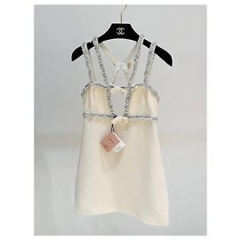 Miu Miu Silk Beige Beaded Bow Dress Multiple colors