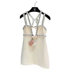 Miu Miu Silk Beige Beaded Bow Dress Multiple colors