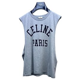 Top sem mangas Céline de algodão cinza com logo Multicor