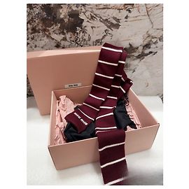 Bufanda Miu Miu de lana a rayas burgundy Multicolor