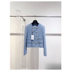 Giacca Céline in tweed blu doppiopetto Multicolore