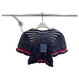 Top Louis Vuitton Plissado de Poliéster Preto Multicor