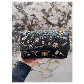 Borsa a mano Chanel 2.55 in pelle nera Multicolore