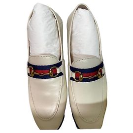 Gucci Ballerines en Cuir Blanc Multicolore