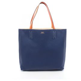 Hermès Hermes Double Sens 36 Tote Bag Orange Roh Marineblau