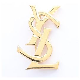 Broche logo plaquée or Yves Saint Laurent Doré