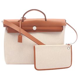 Hermès Bolsa Hermes Herbag Zip Messenger 39 Marrom Cru