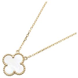 Collier Van Cleef & Arpels Vintage Alhambra en nacre Blanc Doré