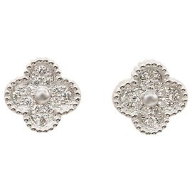 Orecchini Sweet Alhambra con diamanti Van Cleef & Arpels Argento Altro