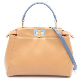 Borsa Fendi Mini Peekaboo 2-Way Marrone Blu