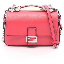 Borsa a mano 2-Way Fendi Double Micro Baguette Rosa Bianco Multicolore