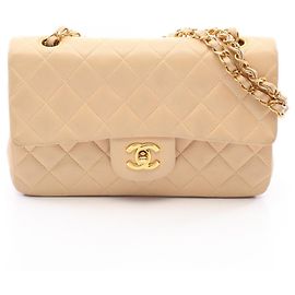Chanel Matelassé Double Flap Handtasche Beige