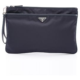 Borsa a pochette Prada TESSUTO+SAFFIANO Blu navy