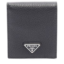 Cartera de piel Prada plegable Negro
