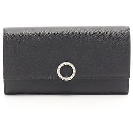 Bulgari Cartera larga bi-fold Bvlgari de piel negra Negro