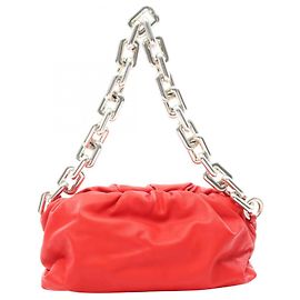 Bottega Veneta Red Leather Chain Handbag Pouch Shoulder Bag Red