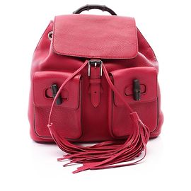 Mochila/Bolsa Gucci em couro rosa com tassel Bamboo Rosa