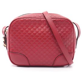 Bolsa de Ombro Gucci Bree Guccissima em Couro Vermelho Vermelho