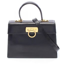 Salvatore Ferragamo Gancini 2-Way Handbag Black