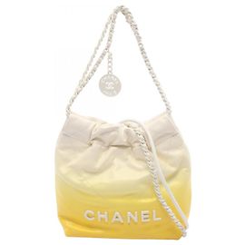 Chanel CHANEL 22 Mini Borsa a tracolla 2-Way Bianco Crudo Giallo