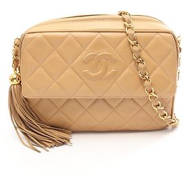 Bolsa de Ombro Chanel Coco Mark Matelassé Bege