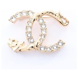 Broche Chanel Coco Mark plaquée or Doré