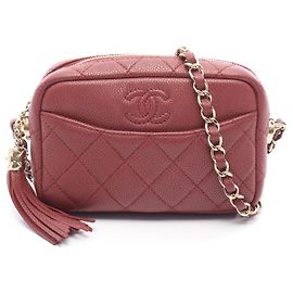 Bolso de hombro Chanel Coco Mark Matelassé con borla Burdeos
