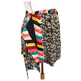 Cacharel Gonna a Portafoglio in Cotone Liberty - Modello Opposition T XS Nero Rosa Bianco Blu Multicolore Giallo