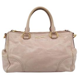 Miu Miu Vitello Lux Ring Satchel Leather Medium Rosa