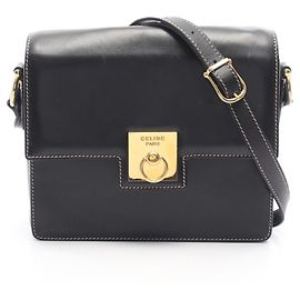 Céline Bolso de hombro Celine de cuero negro Negro
