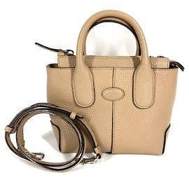 Tod's Beige Leather Di Mini Logo Handbag Beige