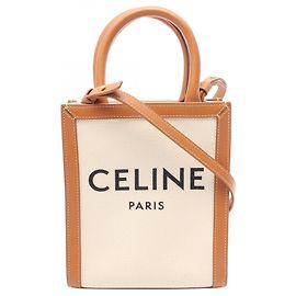 Céline Celine Mini Vertical Cabas 2-Way Handbag Brown Cream