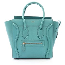 Céline Celine Luggage Micro Shopper Tote Bag Grün