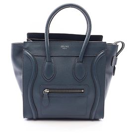 Céline Celine Luggage Micro Shopper Tote Bag Navy blue