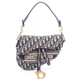 Bolsa Dior Saddle Christian Dior Bege Azul marinho