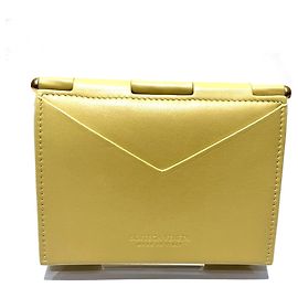 Portefeuille tri-fold en cuir jaune Bottega Veneta Jaune